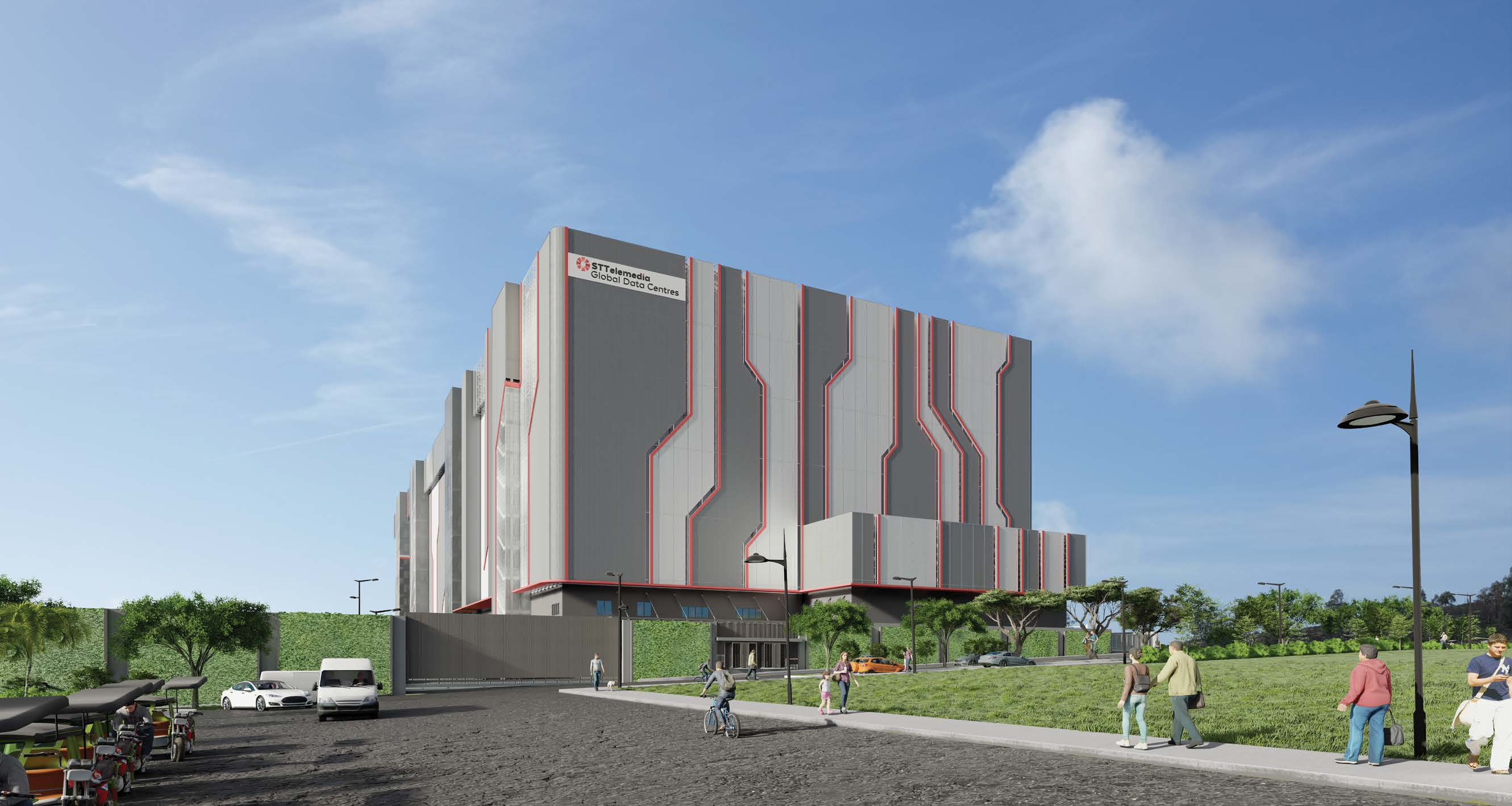 Architectural rendering: STT Fairview campus. Fairview 1 design illustration within the Fairview campus; not every planned building.