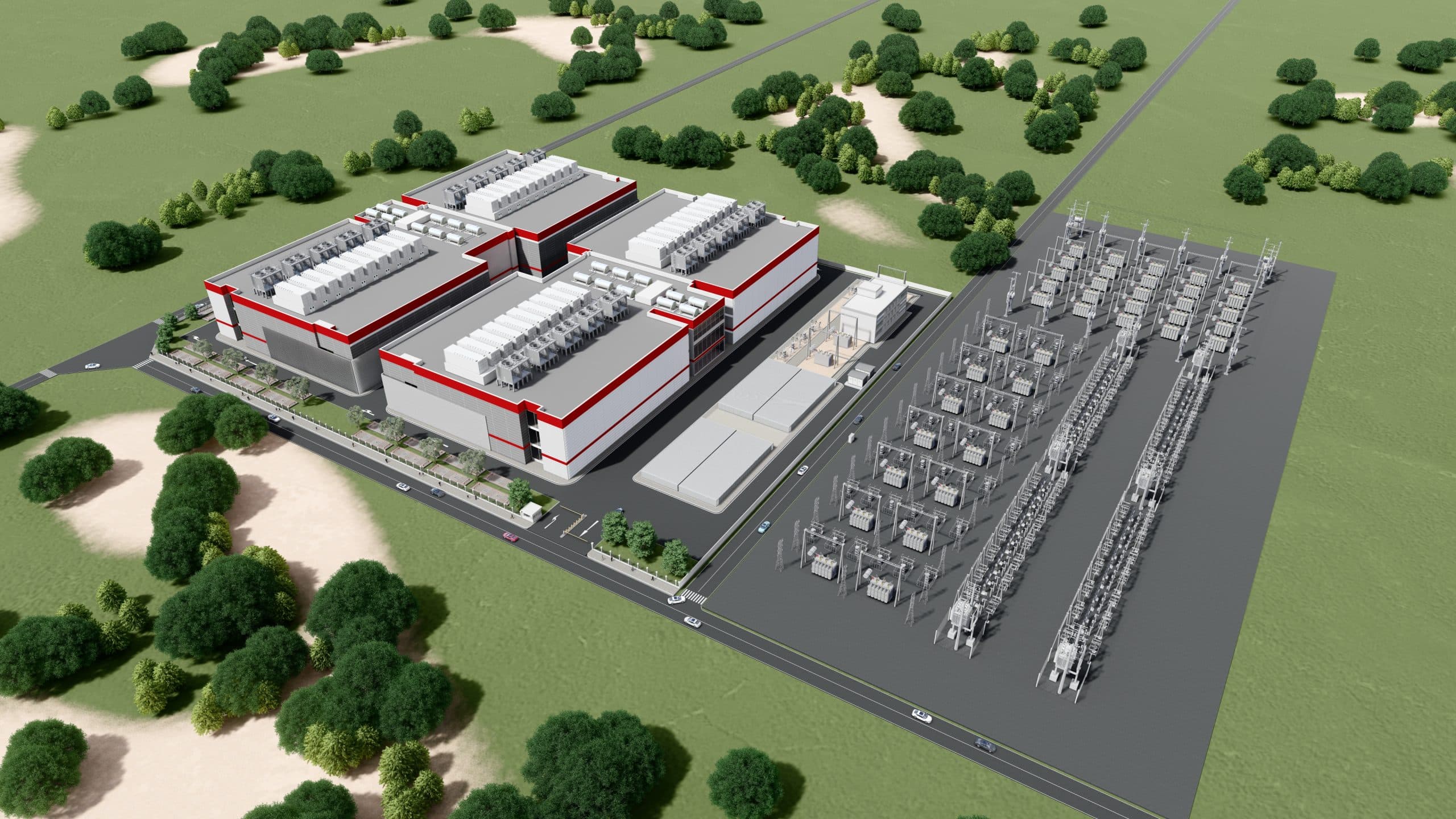 Architectural rendering: Princeton Digital Group JC3 campus.