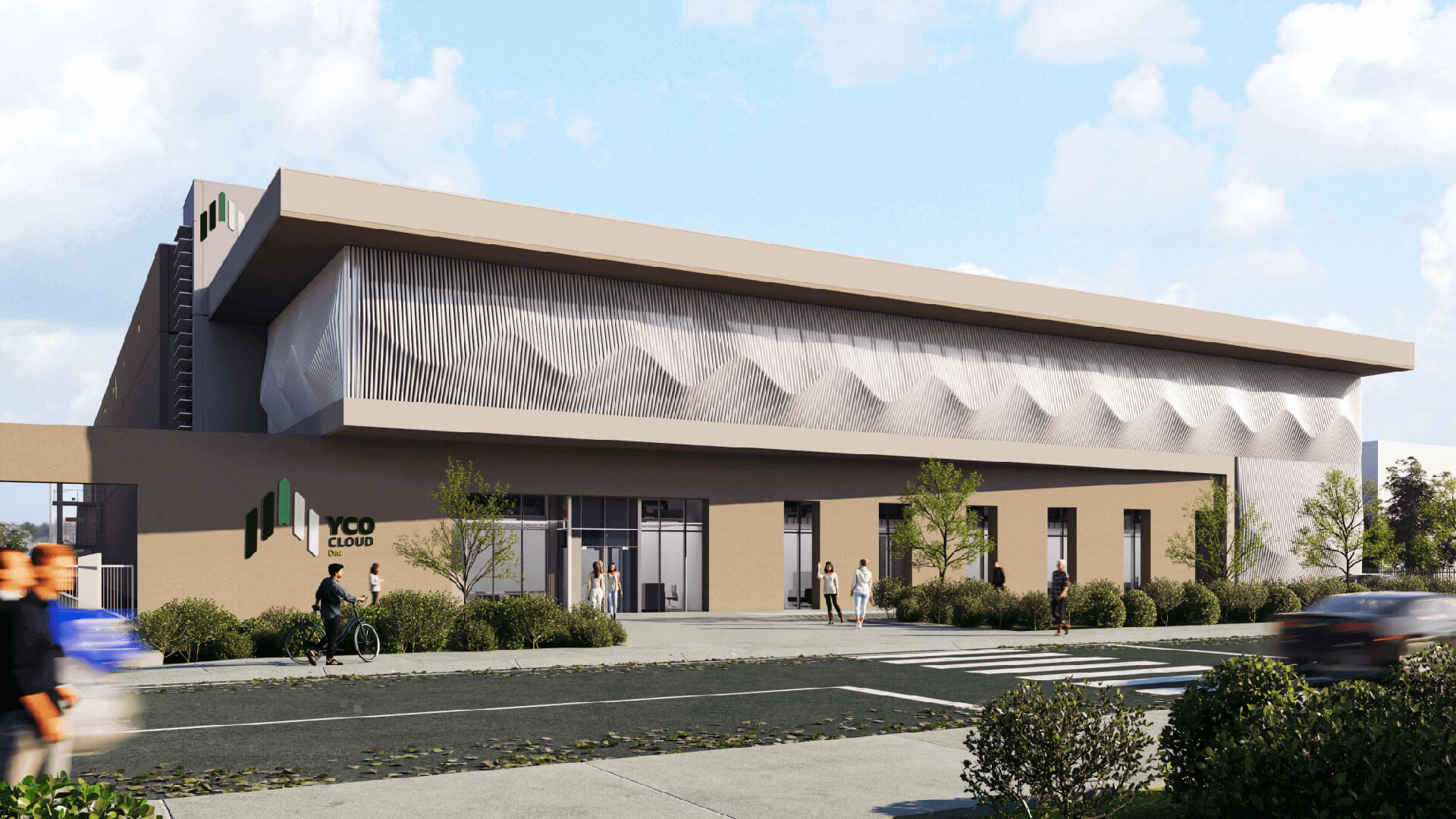 Architectural rendering: YCO Malvar campus. Representative Malvar One rendering within the broader campus; does not depict all phases.